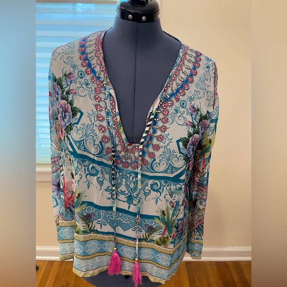 GORGEOUS Asa Kaftans bohemian sheer shirt XL